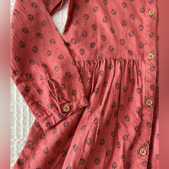 Carter’s Rust Floral Leaf Print Button Front Prairie Dress - Picture 4 of 8